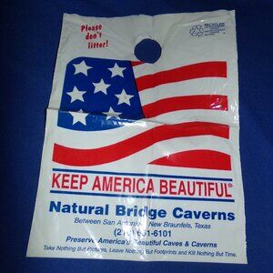 Vintage Natural Bridge Caverns Plastic Souvenir Litter Bag - Texas